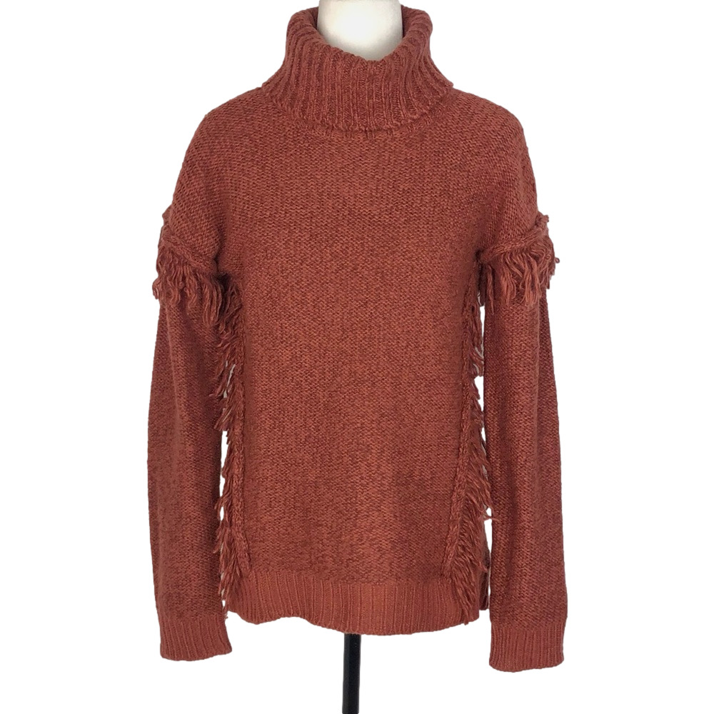 Design Lab brown fringe sweater